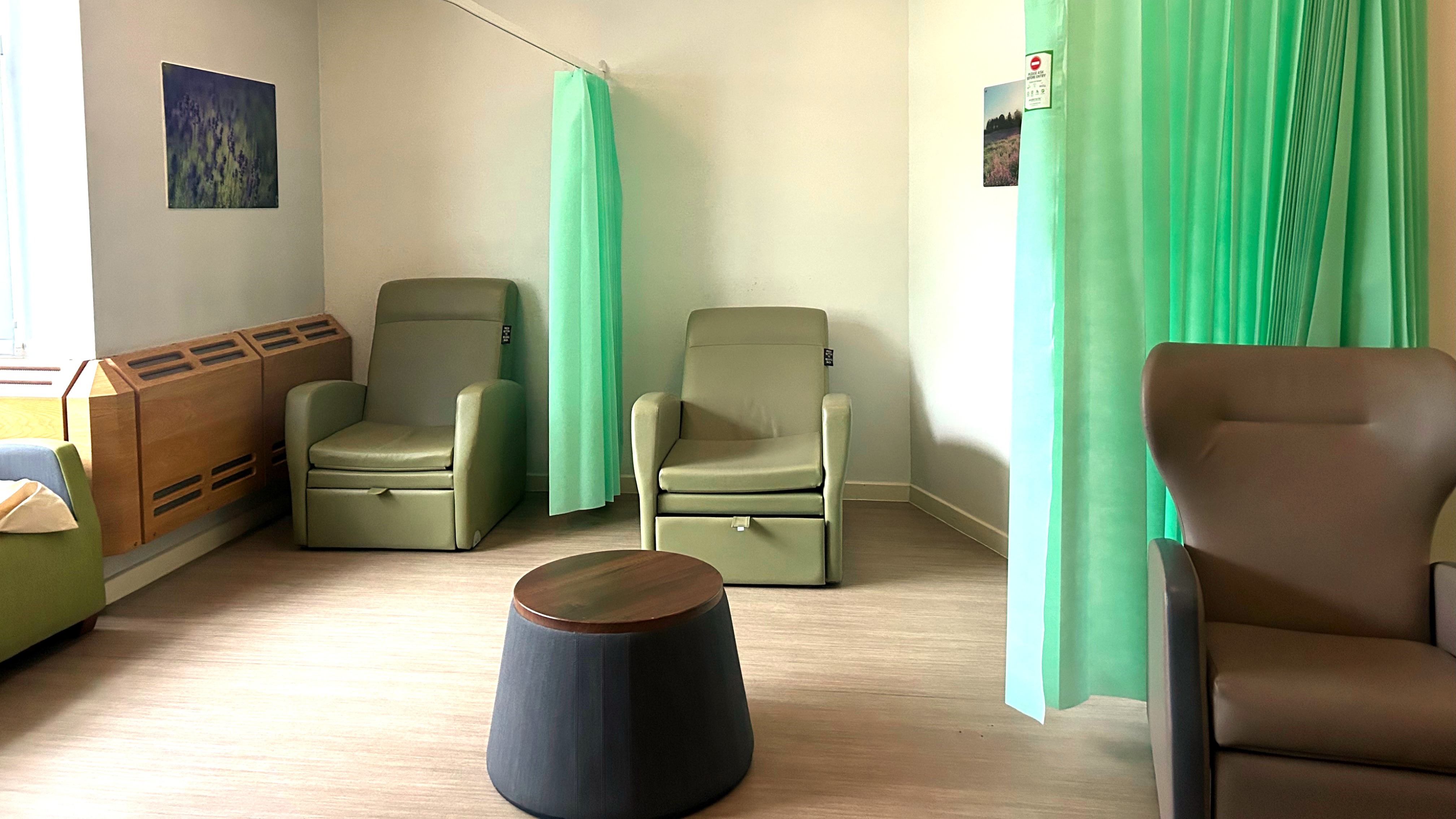 A photo of three reclining chairs at the Decisions Unit in Sheffield