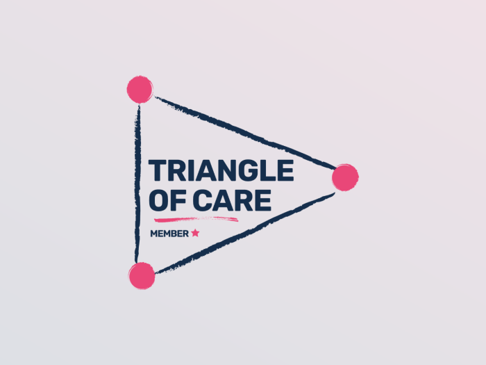 Triangle of care logo with membership star