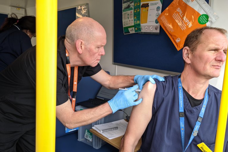 shsc staff, vaccine van, covid-19, flu, nhs, vaccination